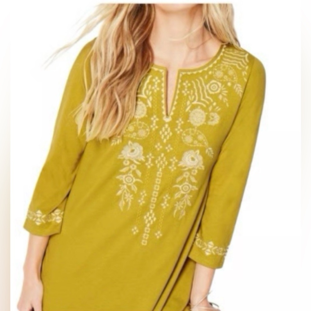 NWT JJill Cotton/tencel chartreuse Tunic XL